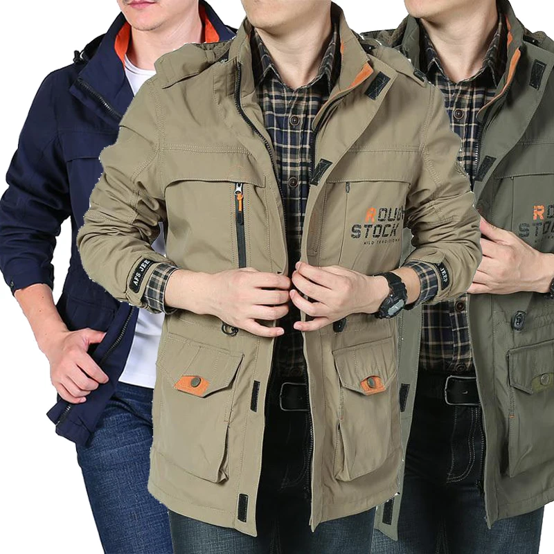 Куртка мужская для пешего туризма Повседневная ветровка средней длины с