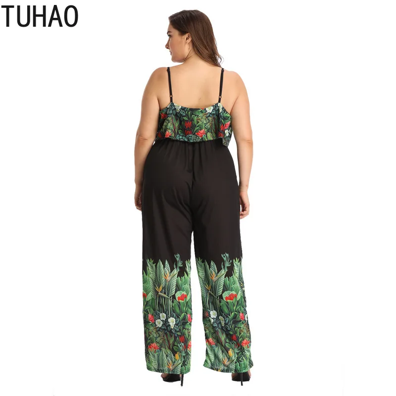 

TUHAO plus size 4XL 3XL mother jumpsuit Woman bodysuit bohemian Women Summer Fashion print Loose Jumpsuit Playsuit Casual WM70