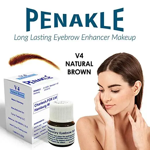 V4 Natural Brown Германия Penakle стойкий для бровей Тату макияж водонепроницаемый и пот доказательство временный карандаш для бровей Набор с оригинальной щеткой - Цвет: V4 Natural Brown