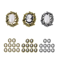 10pcs vintage oval buttons faux pearl leaf edge alloy flatback diy buttons embellishments accessories for clothing bag