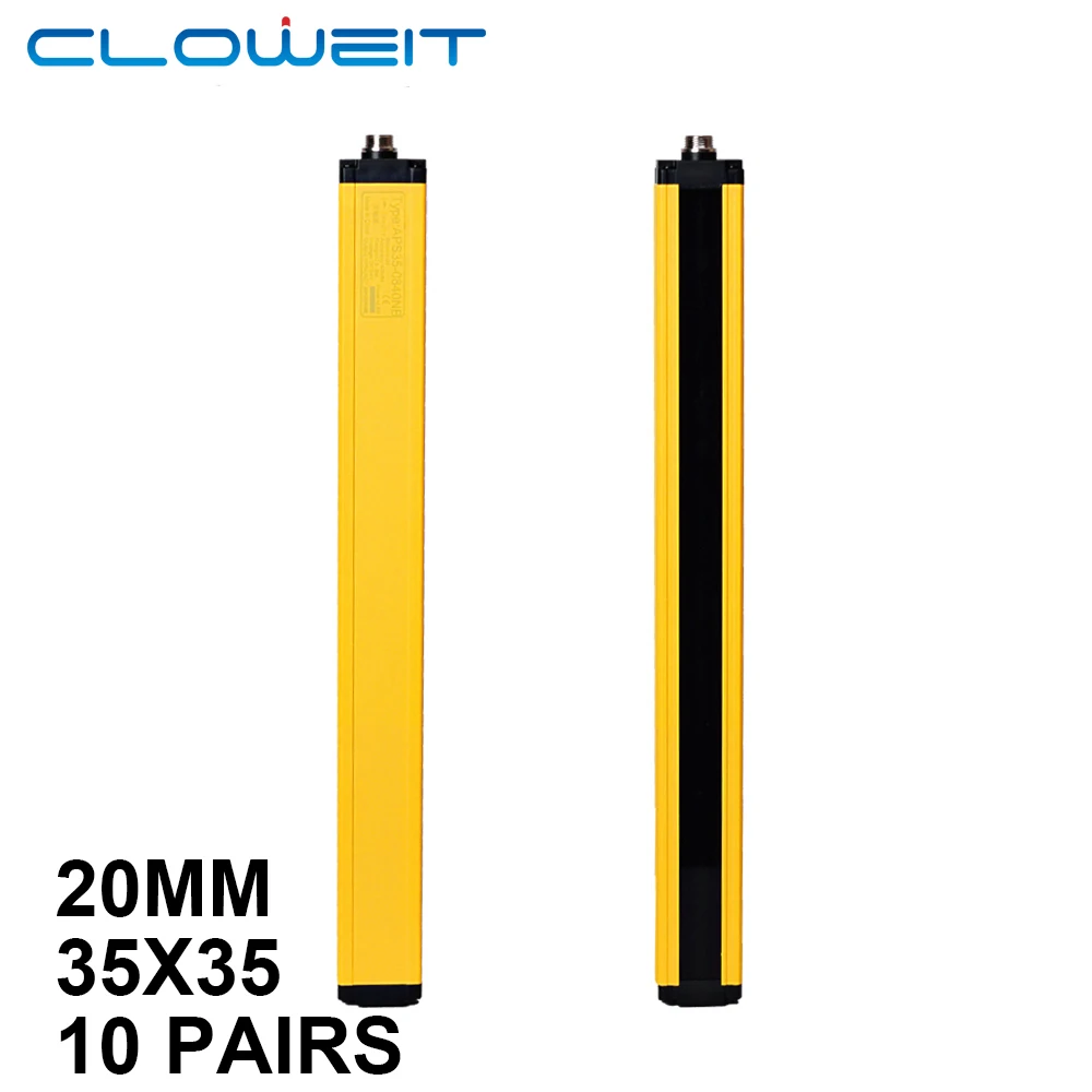 

Cloweit APS35-1020 Safety Light Curtains 35x35mm 10 beams NPN PNP Anti Sunlight Grating Device Protector