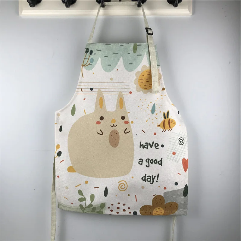 Экологичный плотный Детский фартук из хлопка и льна Мультяшные Кухонные фартуки