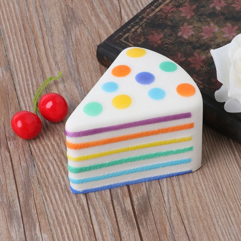 Треугольный Радужный Сжимаемый торт антистресс ПУ медленно восстанавливающие