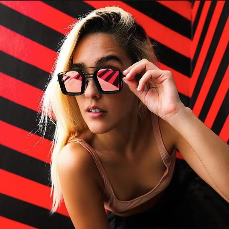 Мужские УНИКАЛЬНЫЕ Солнцезащитные очки в квадратной металлической оправе