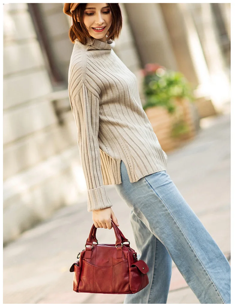 2020 винтажная мягкая Бостонская сумка из натуральной воловьей кожи Простые