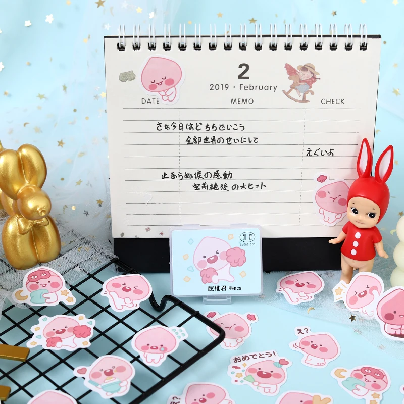 40 шт. милые наклейки для девочек персиковый мультфильм аниме узор ins материал diy