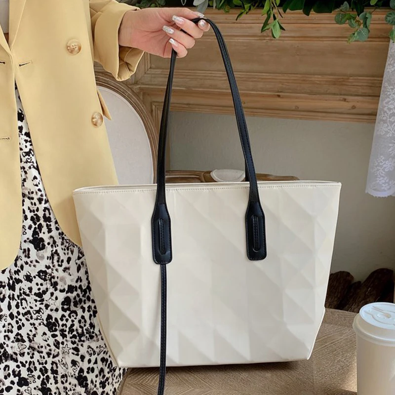 

Women's Luxury Brand Pu Handbag Fashion Large-Capacity Zippe Woman for Shoulder Bag Designer Solid Shopping Handbag 2021 New