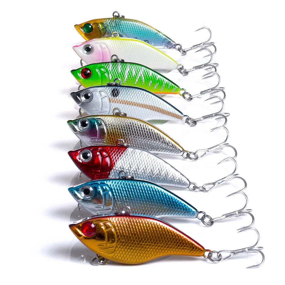 

1PCS Hard Fishing Lure 5cm 15G Plastic VIB Hard Artificial Bait Treble Hooks Peche Bass Pike Trolling Pesca Fishing Tackle