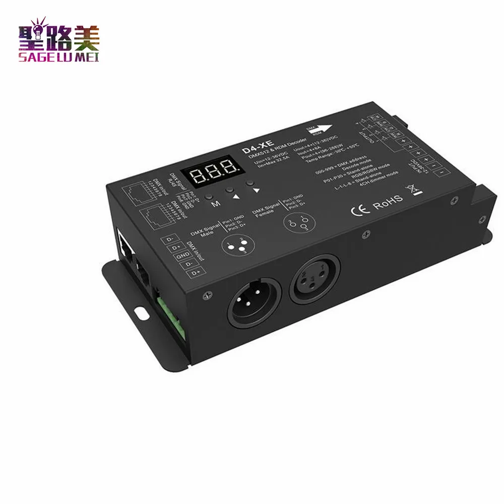 D4 XE 4CH PWM Постоянное Напряжение CV DMX512 RDM светодиодный декодер контроллер с