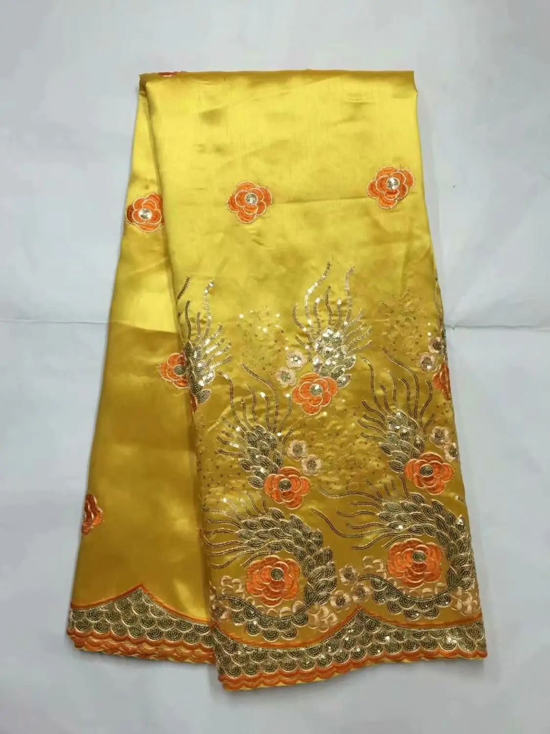 Горячая королевский синий африканский Джордж кружевная ткань с блестками для