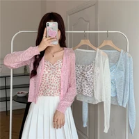 cardigan thin section long sleeved sweater women summer new style korean loose wild casual short top trend