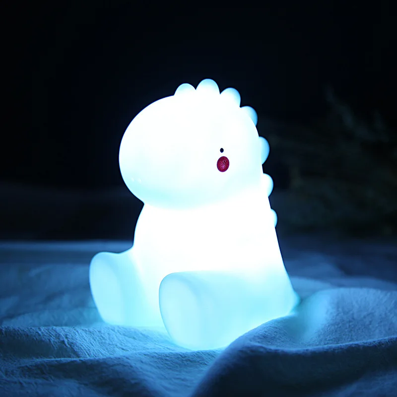Little dinosaur Светодиодный ночник с милыми красочными животными для детской комнаты, для кормления, креативная игрушка динозавра, силиконовая детская настольная лампа для спальни, детская теплая светящаяся лампа - Испускаемый цвет: Little dinosaur