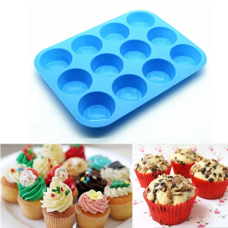 

12-Cavity Silicone Donut Baking Tray Cupcakes Non-Stick Heat-Resistant Reusable Mold Biscuit Bread Bakeware Making Tools