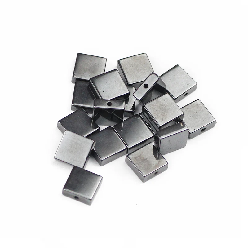 

UPGFNK Natural Stone Flat Square Black Hematite Rectangle Spacer Loose beads for Jewelry Making 4/6/8MM bracelets DIY Findings