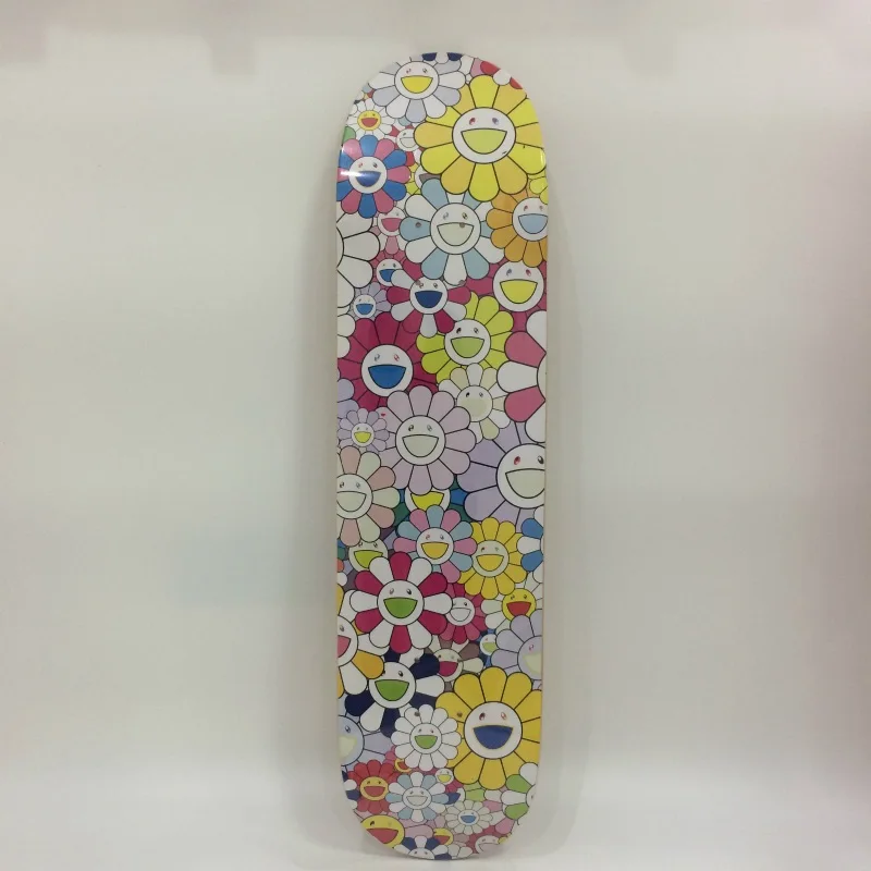 

White Colored Flowers Sunflower Skateboard Pop Art Interior Decoration PendantCollection Modern Maple Skateboard TM/KK