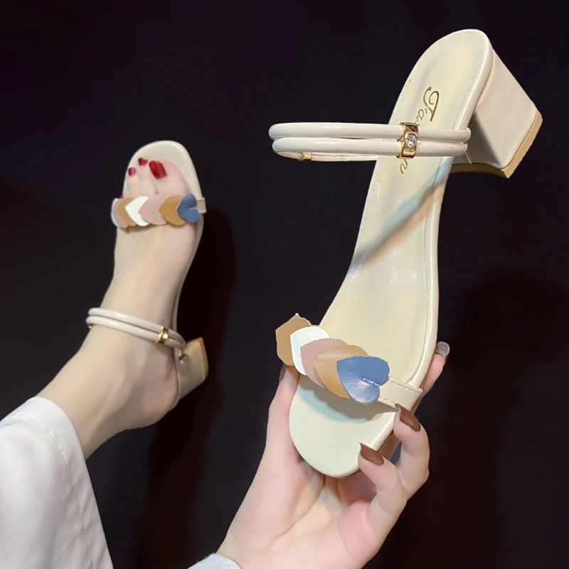 

Fashion Womens Shoes 2021 Sandals Straps Suit Female Beige High Heels All-Match Med Espadrilles Platform Open Toe Luxury Black