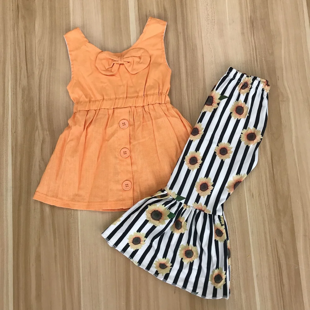 

boutique outfits wholesale colored cotton tie dye bell pants girl clothes set