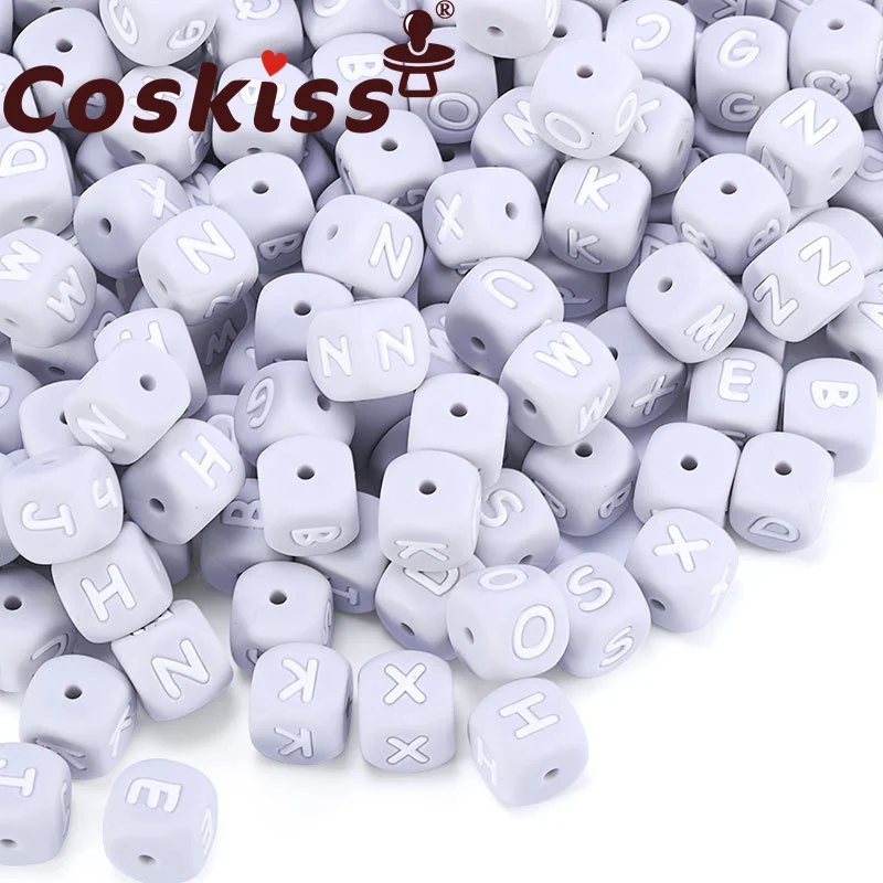 

Coskiss 20pcs Baby Teether Beads Grey Silicone Letter Beads Silicon Beads Baby Teething Chewing Necklace Beading DIY