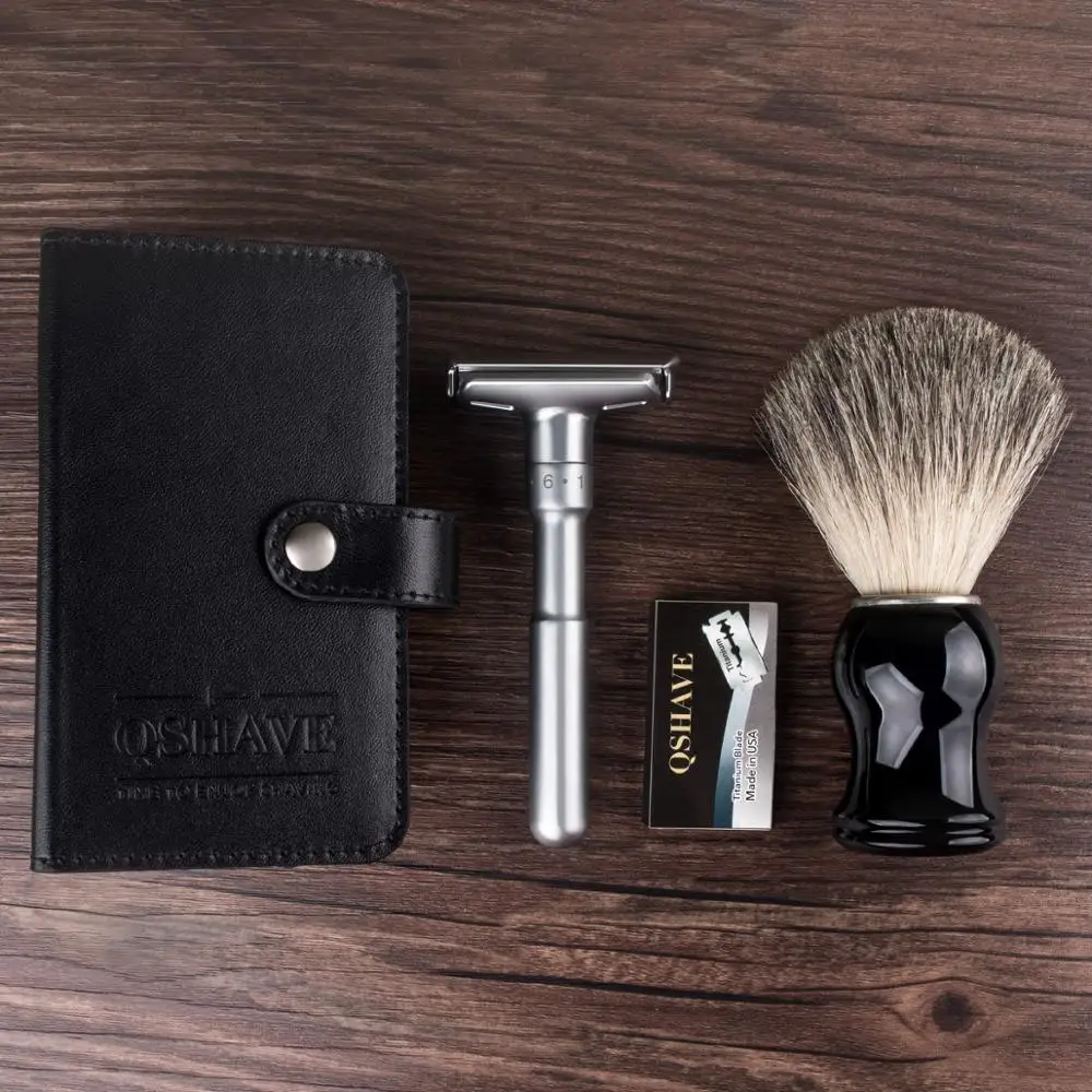 Кисть для бритья QSHAVE, Дорожный Чехол, с защелкой, дорожный набор для влажного бритья, подарки мужу, подарки путешественникам (только чехол) (art.: 3a360ffa952) - 3a360ffa952