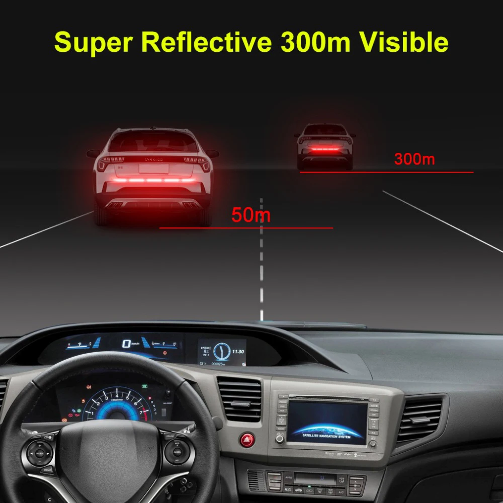 Car Reflectante Reflector Sticker 91*4cm Body Trunk Exterior Auto Accessories Reflective Tape Reflex Warning | Автомобили и