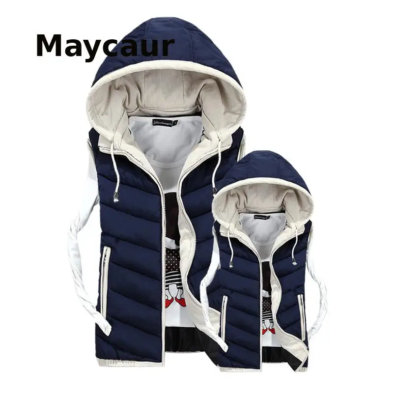 

Factory Wholesale 2021 Autumn And Winter Couples Cotton Vest Men Thicken Hooded Large Size Down Waistcoat XS-4XL