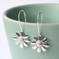 huitan simple stylish sunflower drop earrings for lady silver color metal earrings dance party delicate womens fashion jewelry