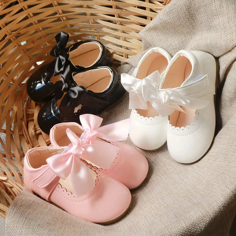 

Kids Shoes Baby Girl Shoes Girl Princess Leather Shoes Bowknot Dress Non-slip Wearable Soft Bottom Girls Kids Fashion Shoes