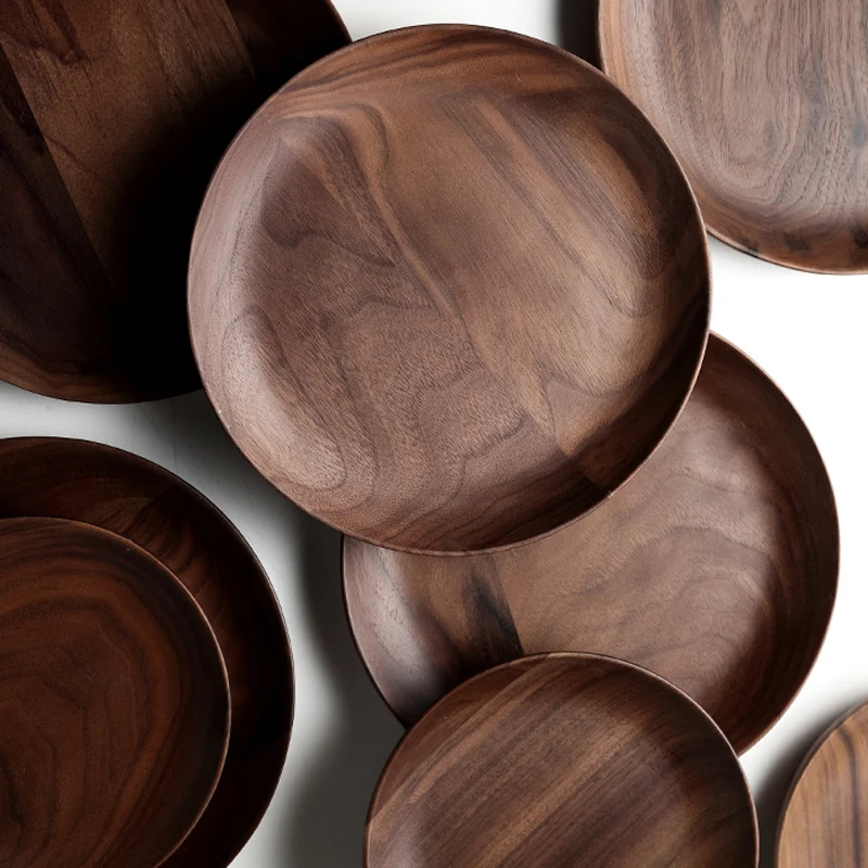 Круглая деревянная тарелка поднос для еды кухонные деревянные тарелки торта