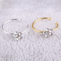new men women fake crystal nose piercing body jewelry floral nose hoop nostril nose ring tiny flower helix cartilage tragus 2021