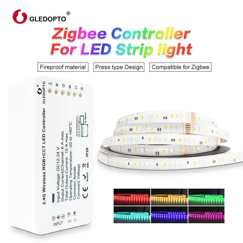 

ZigBee zll Smart RGBCCT LED Strip Kit with RGBCCT Strip WiFi Controller APP Voice Control Work with Echo Plus Alexa Smartthings