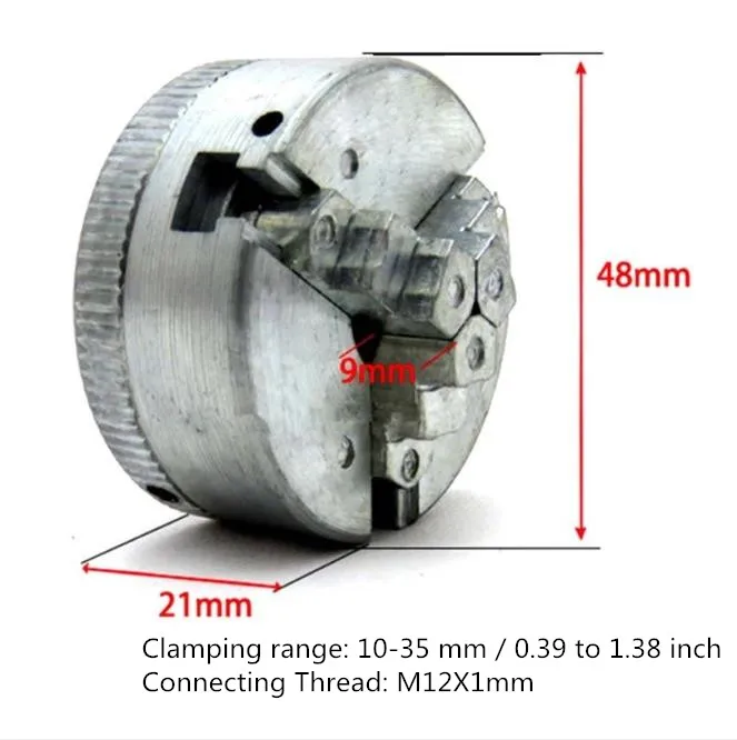 

Z011 Woodworking Three Jaw Chuck 10-35mm Corrosion Resistance Power Tool High Accuracy Industrial For Mini Lathe Zinc Alloy M12