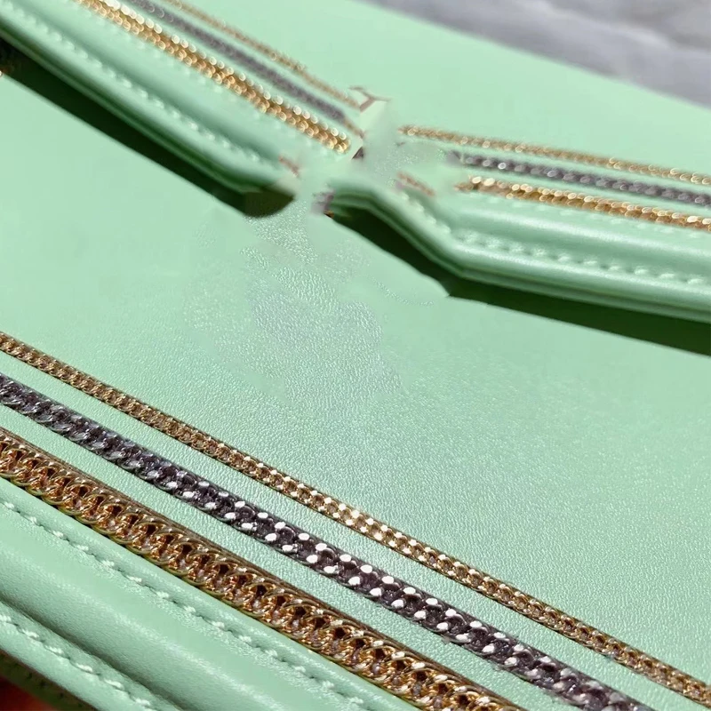 

Genuine Leather Drum Side Shoulder Messenger Qn 2021 New Inlaid Iron Chain Ladies Small Square Bag Fashion Net Red