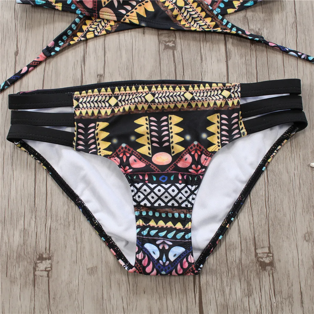 

2021 Sexy Bandage Aztec Biquini String Strappy Swim Wear Bathing Suit Swimsuit Beachwear Swimwear Women Brazilian Bikini