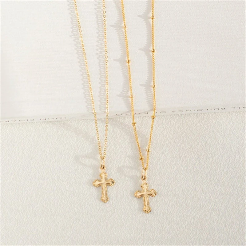 

Cross Pendants Necklace 14K Gold Filled Cross Jewelry Gold Choker Minimalism Necklace Collier Femme Kolye Boho Women Necklace