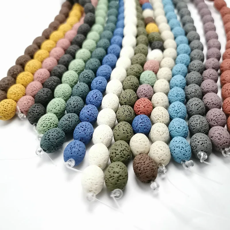 Natural Lava Rock Beads8X12/12x15mm Multi Color Volcanic Stone Loose Beads For DIY Necklace Bracelets Earring Jewelry Making
