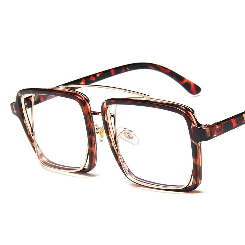Korean version of the new ladies sunglasses Fashion personality double beam large box concave double-layer glasses | Аксессуары для