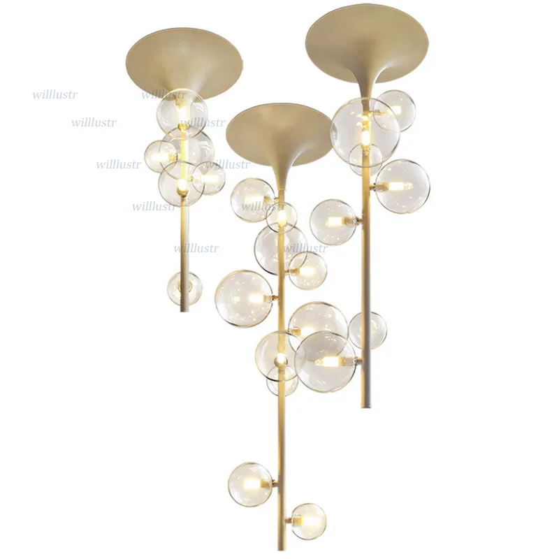 Creative Glass Bubble Ceiling Light Luxury Metal Lamp Hotel Restaurant Bar Front Desk Mall Living Bedroom Modern LED Lighting | Лампы и