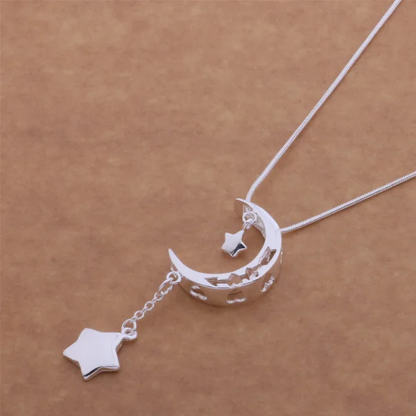 

Ожерелье с покрытием из серебра 925 пробы, ожерелье со звездой и луной, ювелирные изделия