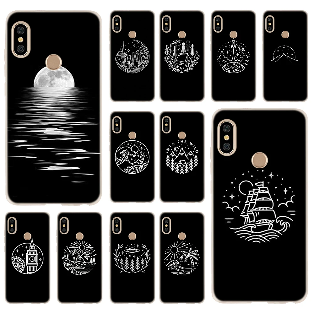 

Soft Silicone Redmi Case For Xiaomi Redmi 9a 8a 7a 6a 5a 4a 9at 9Prime 9 8 7 6 5 K20Pro Cover simple black paper drawing Bag