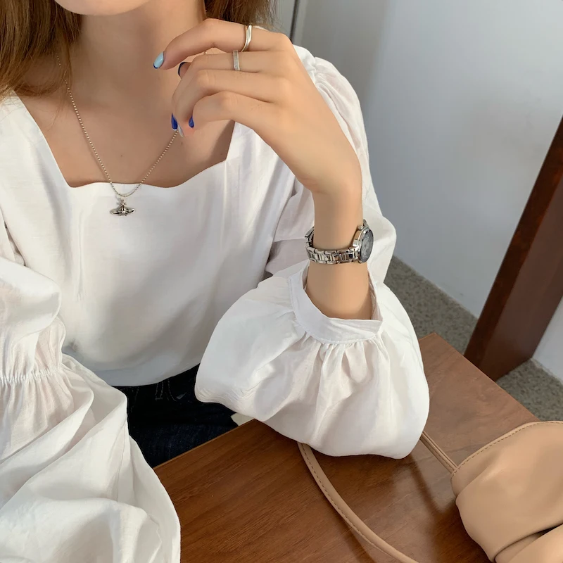 

2020 Chic Sweet Elegant Casual Simple Solid Lace Up O-neck All-match Shirt +Lace Butterfly Sleeve Vest Early Autumn Hot