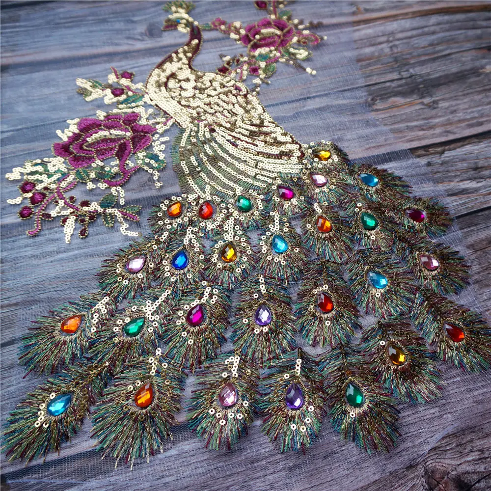 Блестки павлин искусственная вышивка аппликации для платья кружевная ткань