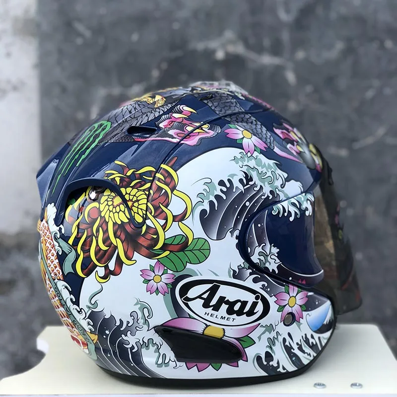 Бесплатная доставка световой мотоциклетный шлем с изображением дракона