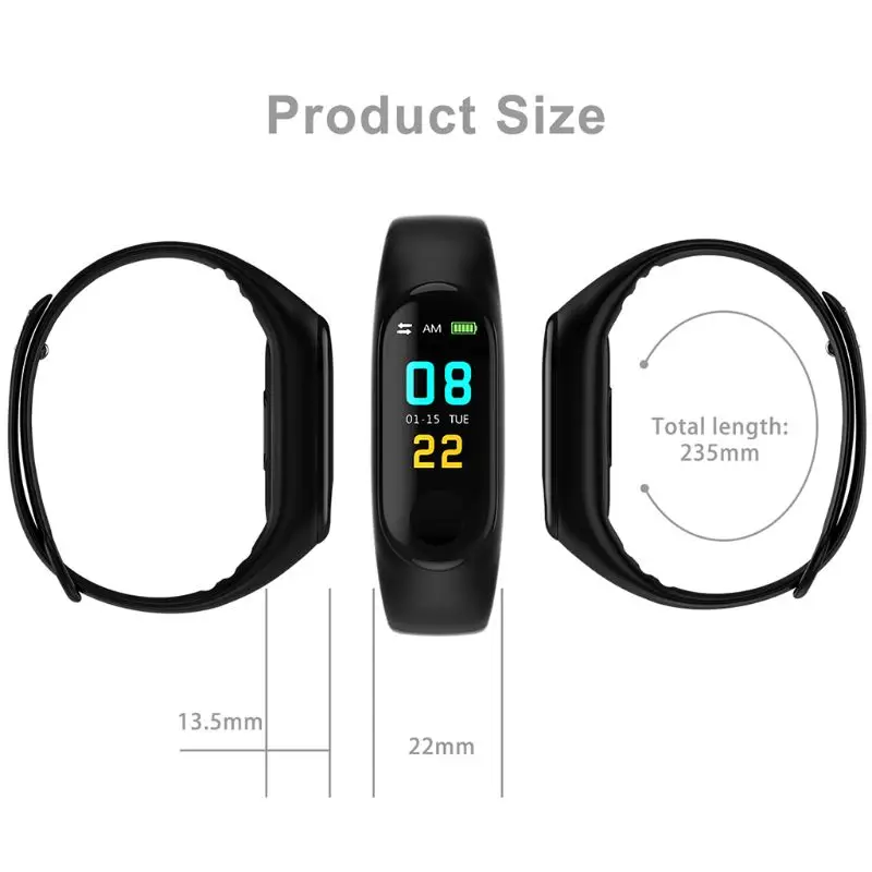 

Smart Watch Bracelet Sport Bangle Wristband Call Message Prompt Band Heart Rate Detector Exercise Fitness Device Health Step Wat