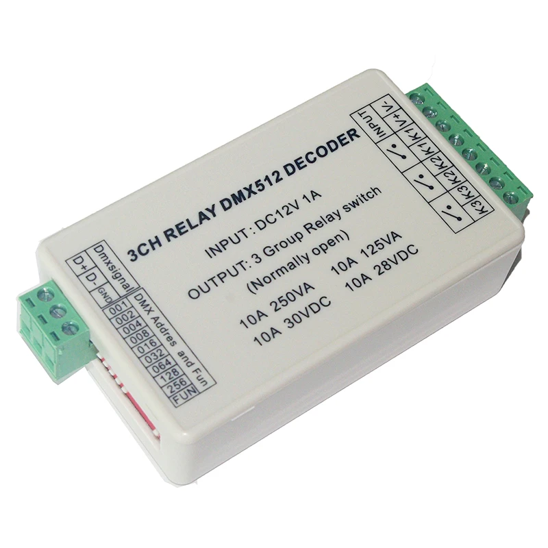 3CH dmx512 светодиодный контроллер 3 канала DMX 512 релейный выход декодер Переключатель