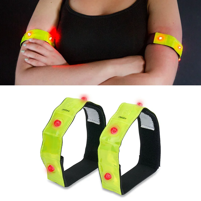 

Reflective Bands Belt Bike LED Light Armband Reflective Safety Light Night Cycling Running For Everyone Sports Arm Light 2Pcs