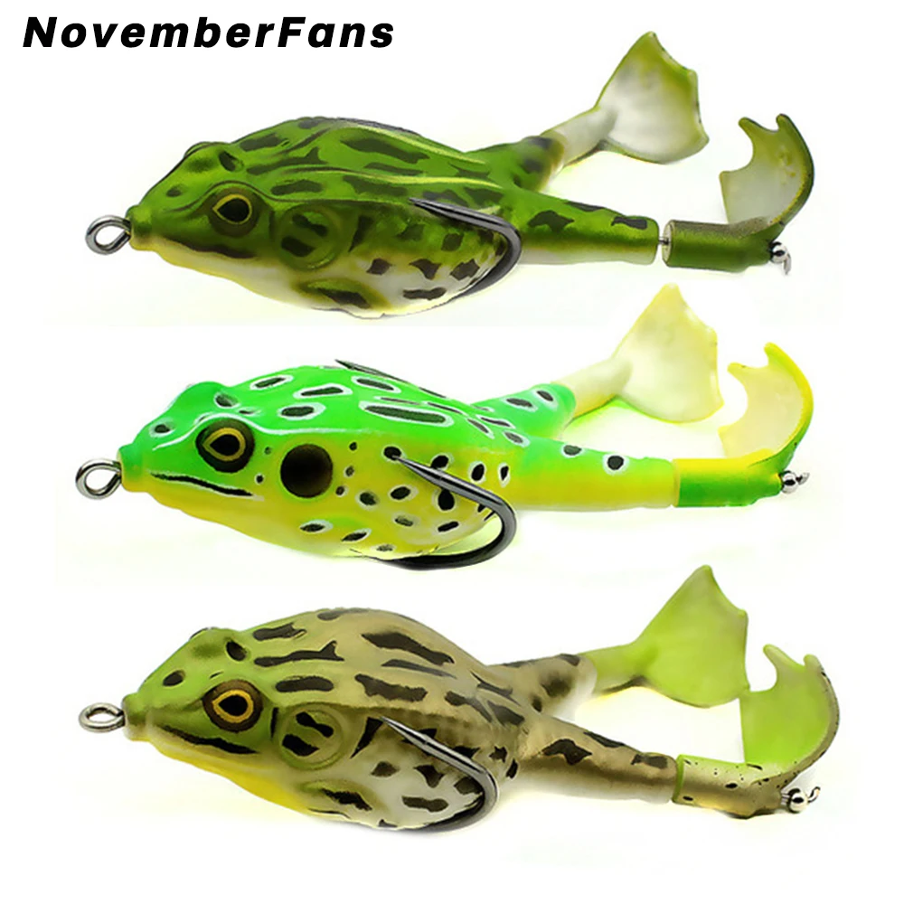 NovemberFans Topwater приманка в виде мягкой лягушки 9 см 13 7g поворот футов силиконовая для