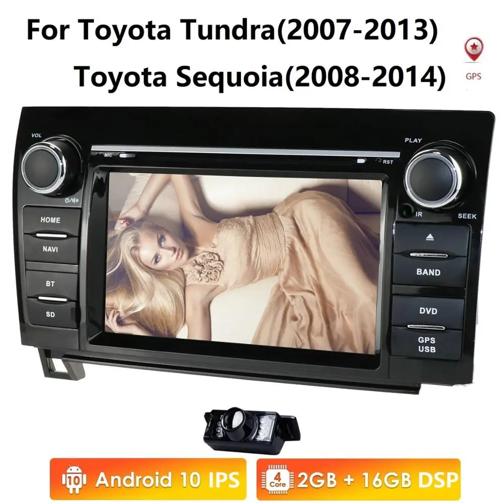 7 дюймов 2 Din HD 1024x600 4 ядра Android 10 автомобильный DVD GPS для Toyota Tundra 2008 2013 стерео радио 4G