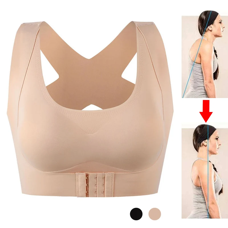 

Women Bra Posture Corrector Bralette Front Closure Bras Fitness Vest Push Up Bra Female Brassiere Underwear Cross Back Tank Tops