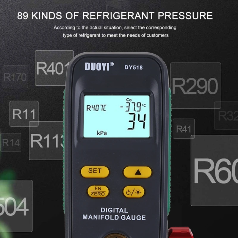 

W3JA Refrigeration Digital Manifold HVAC System Gauge High-precision Vacuum Pressure Temperature Leakage Tester Dignostic