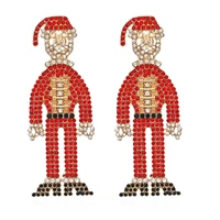 personality creative cartoon character earrings exaggerated rhinestone santa claus earrings